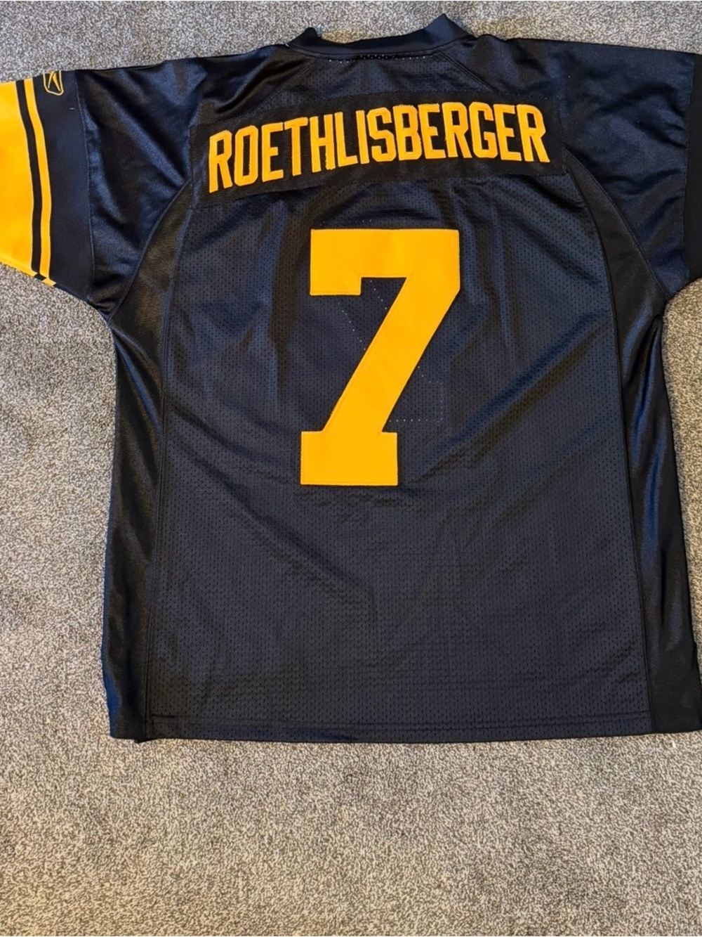 Reebok Black and Gold Roethlisberger #7 Football Jersey